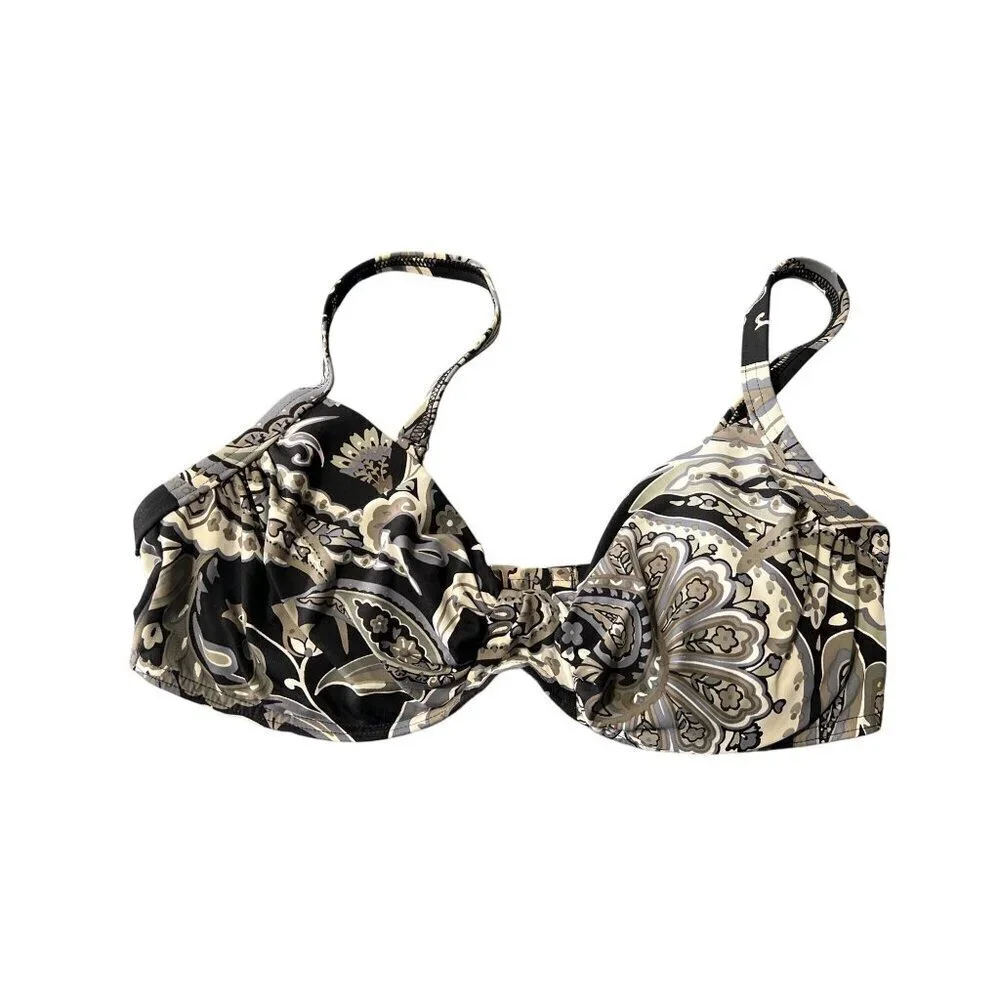 Lands End Bikini Top Sz  6 Paisley Print Swimsuit Vacation Resort Cruise Tropica